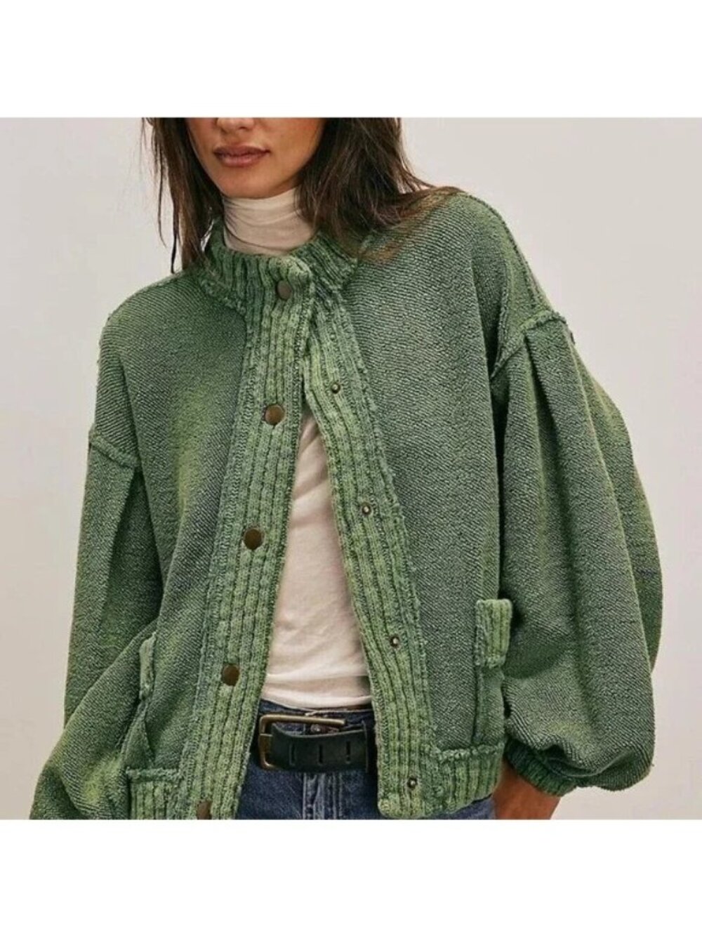 Free People We The Free Cute In This Cardi Green Boho Indie Grunge Womens L